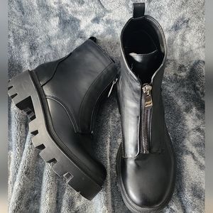 MARC FISHER WOMENS ZIPPA 2 LUGGED SOLE ZIP UP CASUAL ANKLE BOOTS, Women's 6.5